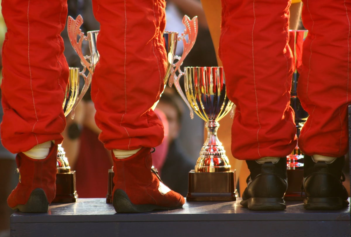 Motorsports trophies and awards representing championship success
